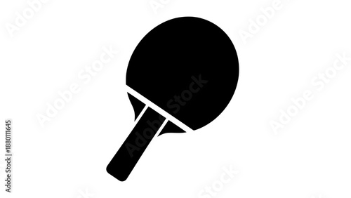 Vector illustration of a black silhouette table tennis paddle on transparent background, perfect for sports design