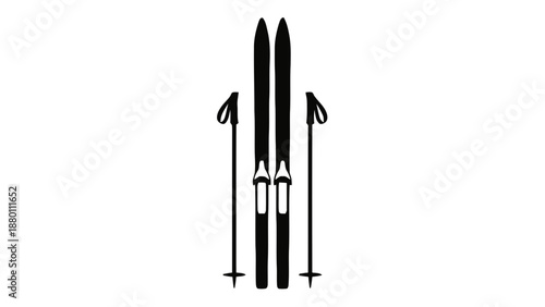 Ski and ski poles vector illustration