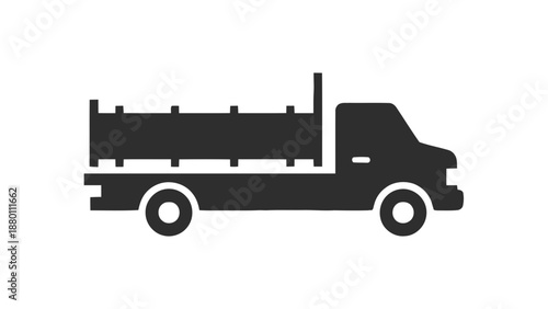 Vector illustration of, on transparent background, a cargo vehicle icon in monochrome style