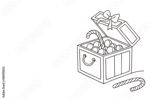 Christmas Gift Box Filled With Candy Canes and Ornaments