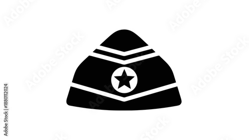Vector illustration of a classic military-style uniform hat with a star emblem, on transparent background
