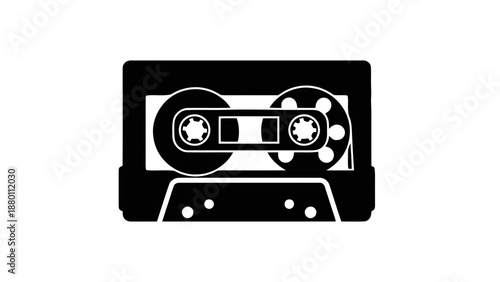 Vector illustration of a classic audio cassette tape, on transparent background, representing retro music concepts