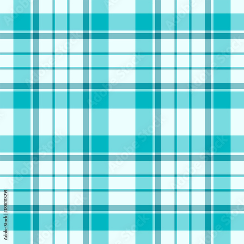 Online fabric check background, yuletide plaid pattern texture. Diamond seamless tartan vector textile in cyan and azure colors.