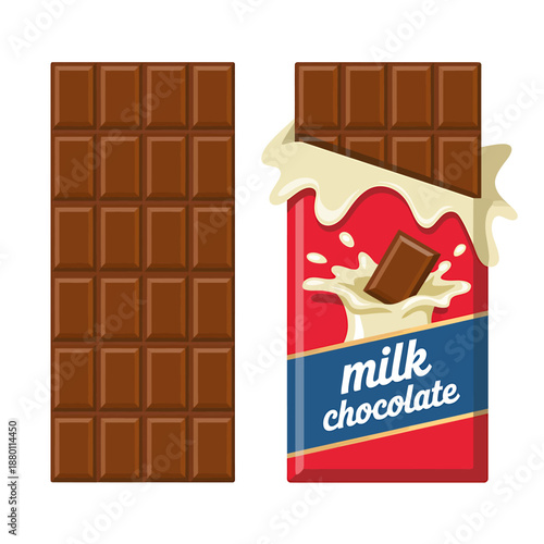 Chocolate Bar and Milk Chocolate Packaging Illustration