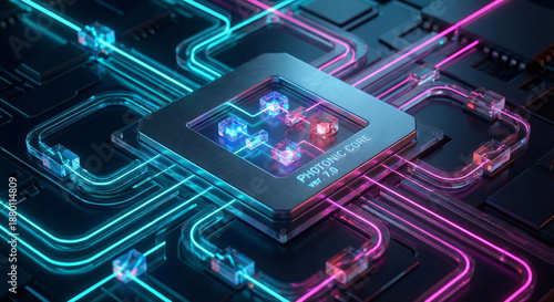 Photonic computer chip processor with laser light beams and optical channels