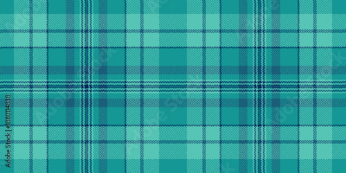 Naked textile tartan seamless, classic texture vector plaid. Cozy fabric check pattern background in teal and cyan colors.
