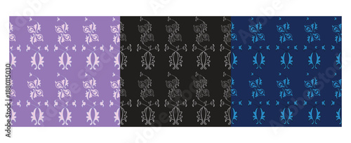 Set of seamless pattern with repetition of ornaments