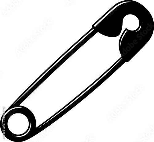 silhouette photo of a safety pin on a white background
