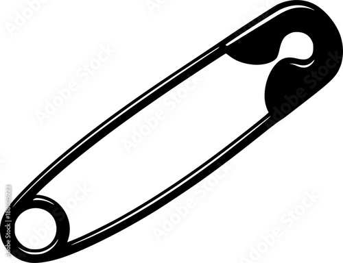 silhouette photo of a safety pin on a white background
