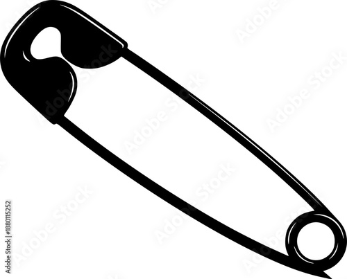 silhouette photo of a safety pin on a white background
