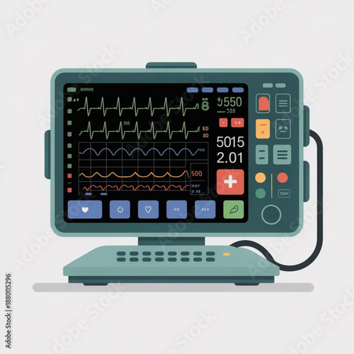 ICU Patient Monitor Vector Illustration