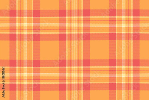 Scrap pattern fabric textile, neat tartan plaid background. Factory texture seamless vector check in orange and red colors.