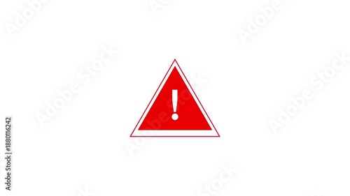 Warning alert icon animation with triangular caution symbol. Attention notification sign for error risk and system message. Safety indicator element for digital interface and alert display.