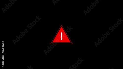 Warning alert icon animation with triangular caution symbol. Attention notification sign for error risk and system message. Safety indicator element for digital interface and alert display.
