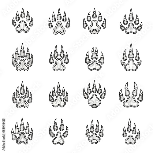 Diverse Animal Claw Paw Prints Collection