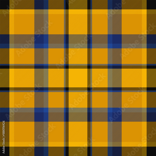 Oktoberfest fabric seamless tartan, napkin check textile texture. Inspiration vector plaid background pattern in amber and blue colors.