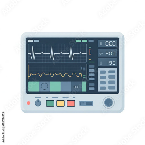 ICU Patient Monitor Vector Illustration