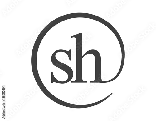 SH logo from two letter with circle shape email sign style. S and H round logotype of business company