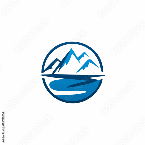 Mountain lake logo - iceberg icon vector