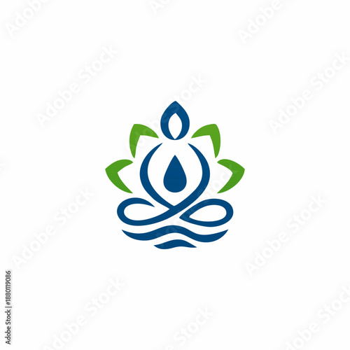 Abstract yoga human logo. Thread person flower balance logotype. Creative spa, guru vector mark.