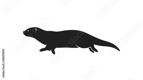 Black silhouette of a weasel or ferret on a white background.