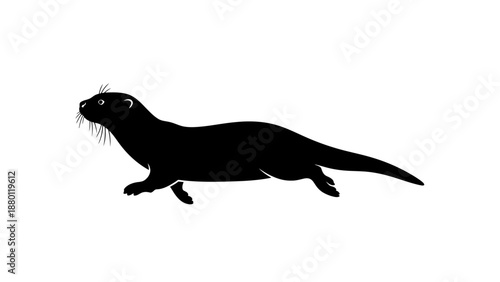 Black silhouette of an otter on a white background.