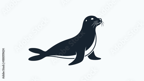 Simple black and white illustration of a seal on a white background.
