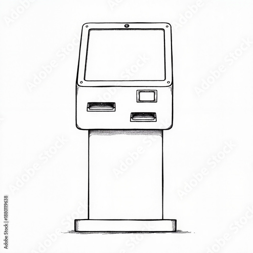 Digital donation kiosk illustration on flat background, charitable concept