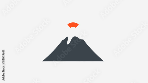 Simple illustration of a mountain with a paraglider in flight.