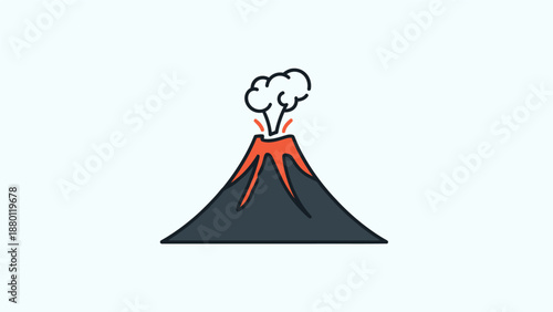 Simple vector illustration of an active volcano with smoke.
