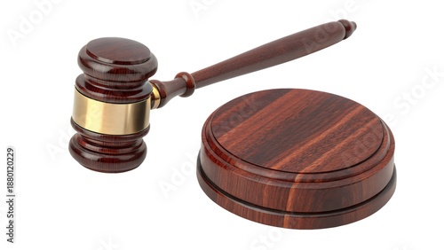 Judge's gavel and sound block on black background