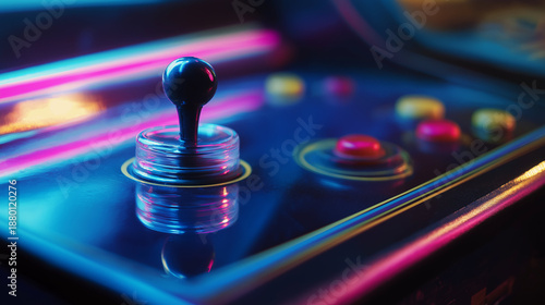 Neon arcade cabinet closeup