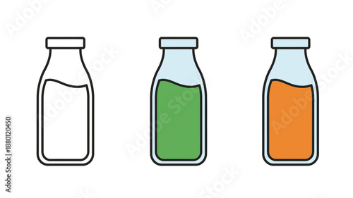 three bottles with different colored liquids silhouette