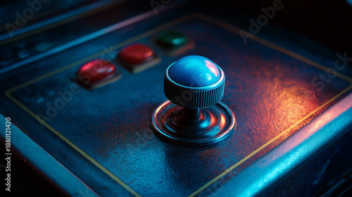 Neon arcade cabinet closeup