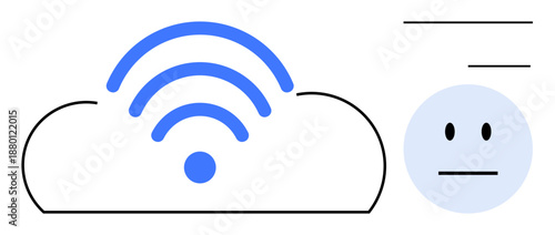 Digital interaction, cloud computing, wireless communication, remote access, technology, and connectivity . wireless signal on a cloud icon, minimal face element. Cloud computing and wireless