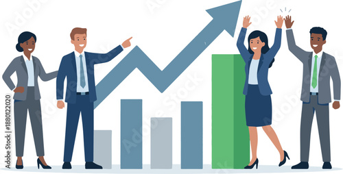 Successful Business Team Celebrating Financial Growth