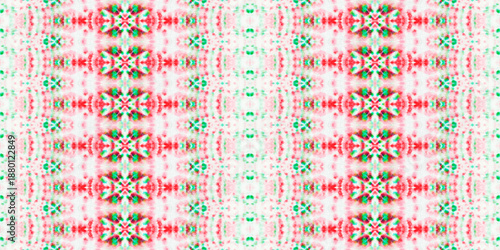 Red Color Bohemian Pattern. Seamless Stripe Geo Batik. Tribal Geometric Batik. Seamless Watercolour Repeat Pattern. Green Colour Bohemian Texture. Abstract Wavy Print. Green Color Boho Ethnic Brush.