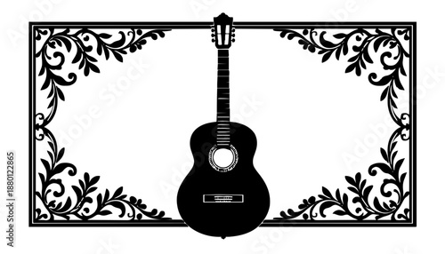 Akustik- und E-Gitarren in deutlicher Umrissdarstellung. Diese eignen sich hervorragend als Geschenke für Musiker auf verschiedensten Materialien.