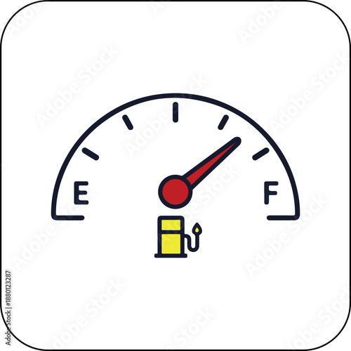 Fuel Gauge Icon Showing Full To Empty Level Indicator Status