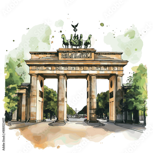 Berlin Wall Memorial. Berlin Wall Memorial watercolor vector illustration