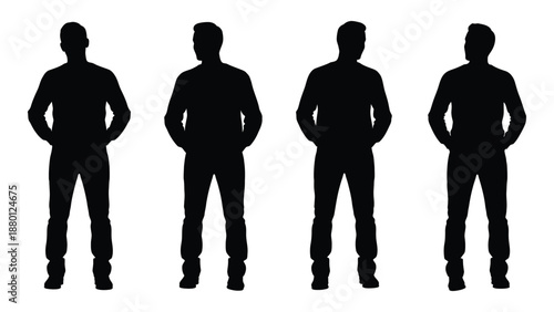 four black silhouettes of men standing in a row high quality