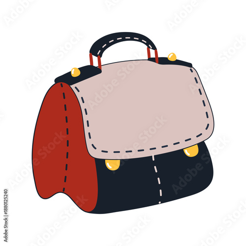 Vector illustration of a classic travel bag isolated on white background. Flat style suitcase for travel, luggage, journey, vacation, business trip and transportation concept