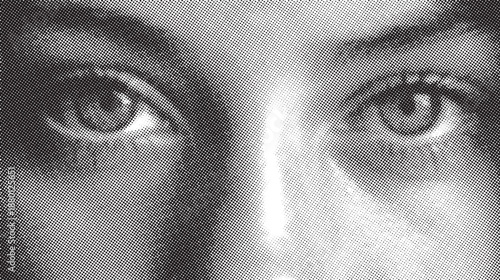 Close up of face with halftone effect on eyes and nose