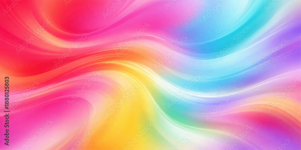 Obraz premium An artistic abstract background design featuring a vibrant rainbow pattern with flowing colorful waves of blue, green, and orange light textures for a bright motion blur illustration wallpaper