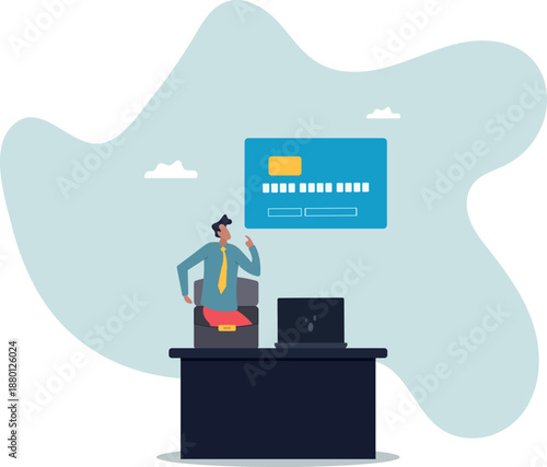 Credit card online payment, e-commerce or internet shopping.business concept.flat charact.about a man and his life.