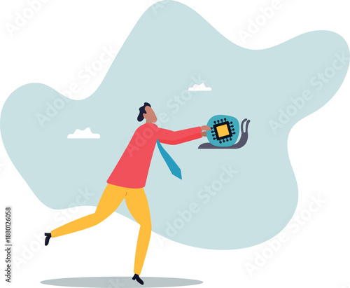 The concept of slow development of chips and computer technologies.