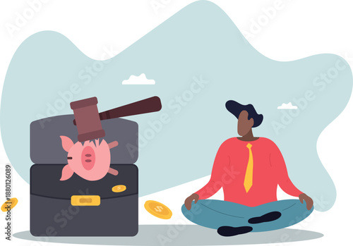 A broken piggy bank symbolizes that money is running out.