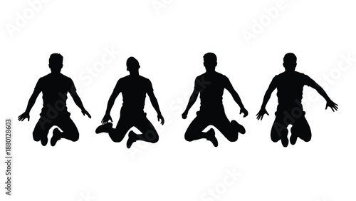Four silhouetted figures in kneeling positions showcasing a progression of body postures