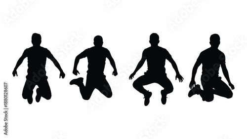 Four silhouettes demonstrate dynamic martial arts poses showcasing agility and strength
