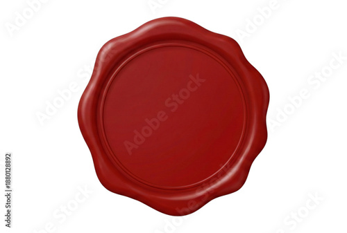 Red wax seal stamp on white background for official documents